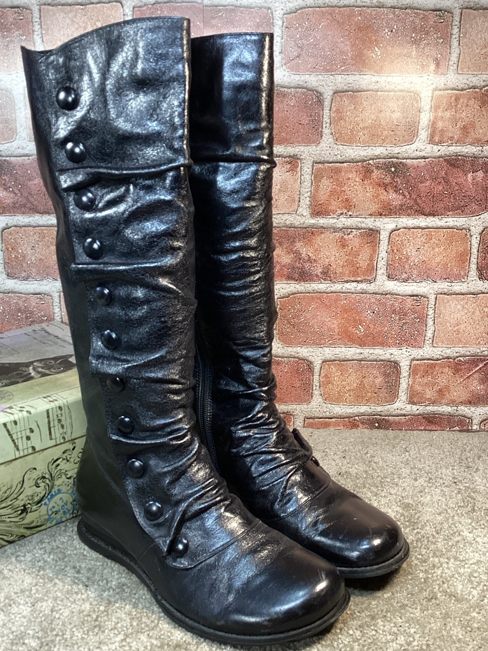 Miz Mooz Bloom Womens Black mid calf tall boots size 7
